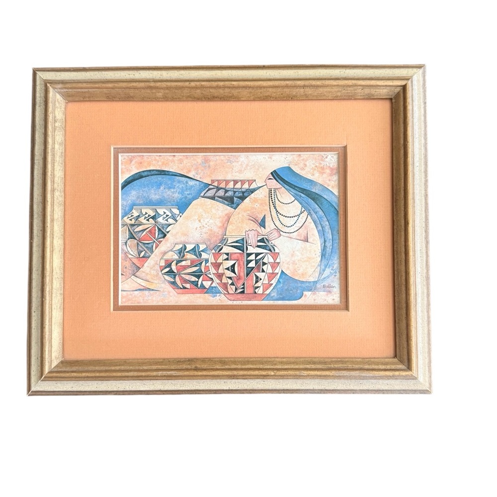 G.E. Mullan “Acoma Pots” Matted & Framed Artwork